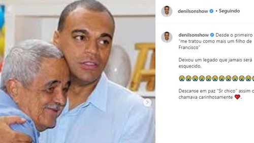 Denílson lamenta morte do sogro e faz homenagem: ‘me tratou como mais um filho de Francisco’