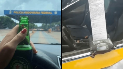 Mulher posta foto com cerveja ao volante e leva multa em MG