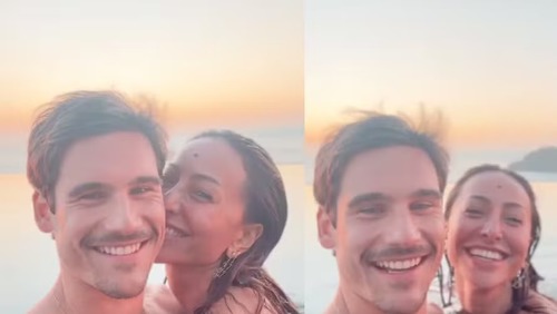 Sabrina Sato e Nicolas Prattes posam em clima de romance