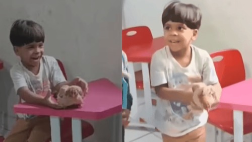 Menino leva galinha escondida para a escola e vídeo viraliza