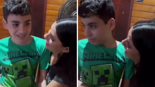 Ex-BBB Fernanda Bande se emociona ao reencontrar filho autista