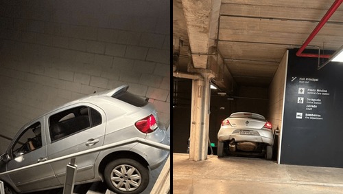 Torcedor do Cruzeiro erra em estacionamento, e carro cai em escadas do Mineirão