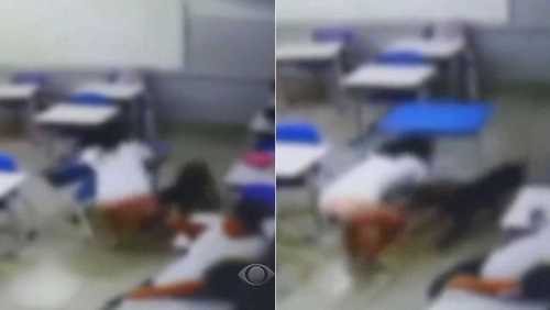 Vídeo: aluna é atacada por cachorro dentro da sala de aula em Goiás