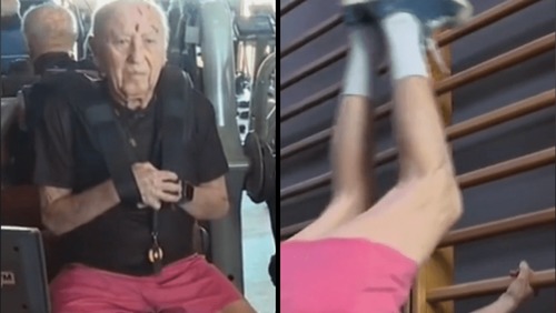 Vovô fitness de 100 anos surpreende com seu treino rigoroso na academia