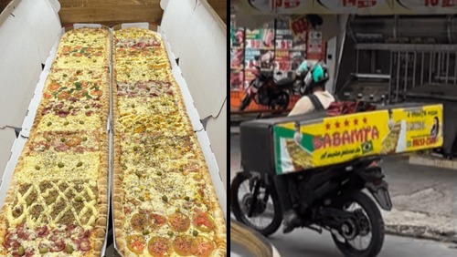 Pizza gigante de 2 metros choca moradores da grande São Paulo