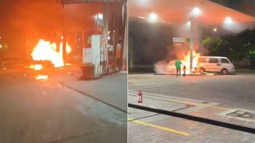 Vídeo: carro bate em bomba de posto de gasolina e provoca explosão em SP