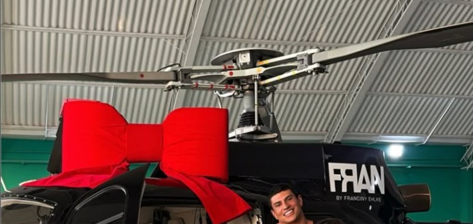 Franciny Ehlke ganha helicóptero de presente do marido