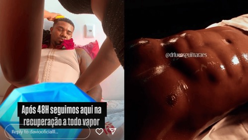 Davi Brito ganha banho na cama da mãe e da irmã após fazer lipo HD