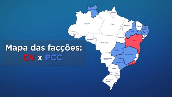 Mapa mostra divisão territorial entre PCC e Comando Vermelho