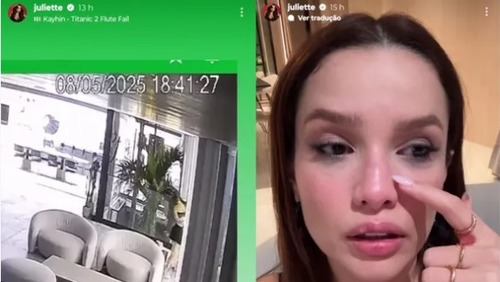 Juliette fratura nariz ao dar de cara com porta de vidro