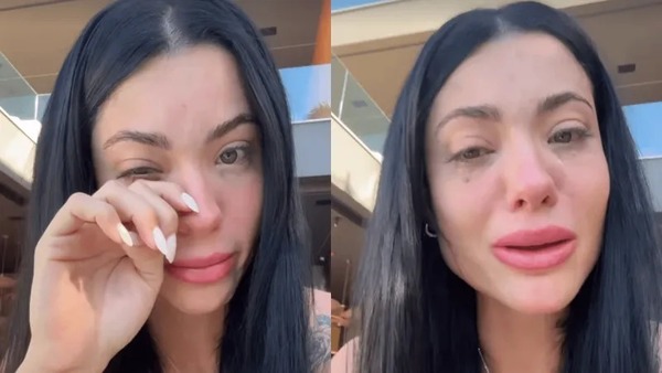 Namorada de Belo surge aos prantos após polêmica com ex-marido: "Posso ter falhado, sim"
