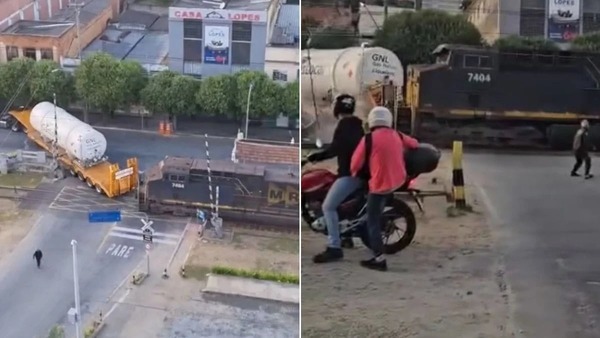 Vídeo: trem atinge e arrasta caminhão usado para transportar combustível no RJ