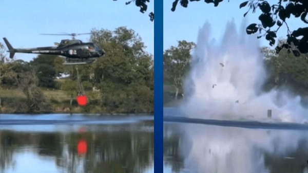 Vídeo: helicóptero cai em lago ao tentar coletar água para combater incêndio na França