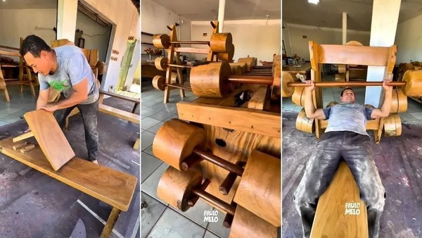 Artesão cria equipamentos de academia em madeira para solucionar ferrugem da maresia