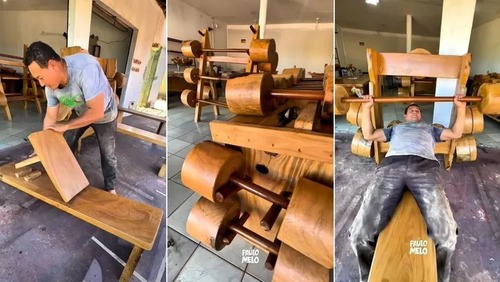 Artesão cria equipamentos de academia em madeira para solucionar ferrugem da maresia