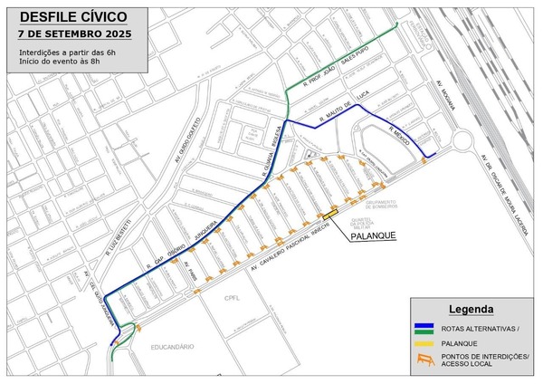 Vias do Jardim Independência em Ribeirão Preto serão interditadas para desfile cívico