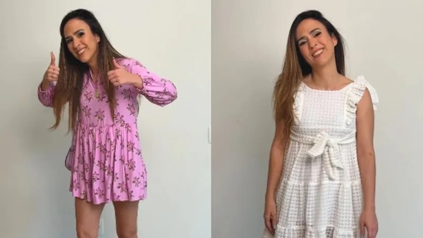 Tatá Werneck diverte fãs ao usar roupas da filha, Clara Maria, em trend
