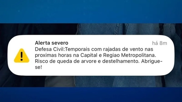 Defesa Civil emite alerta severo para temporais e rajadas de vento em SP