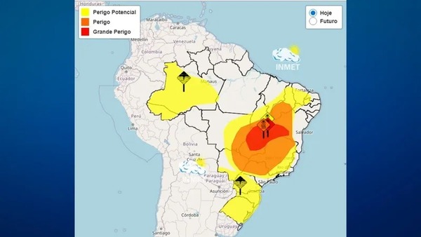 Inmet emite alerta laranja para chuvas intensas e baixa umidade do ar