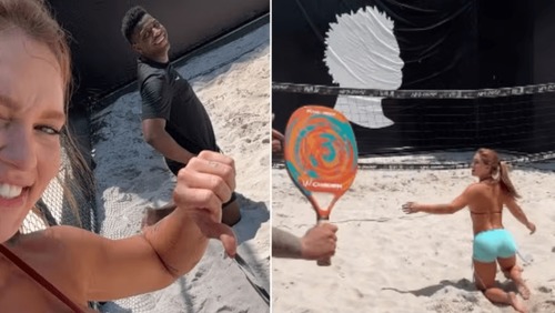 Virginia se hospeda na casa de Vini Jr. e joga beach tennis com irmão dele