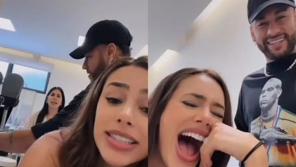 Em meio a rumores de crise, Neymar e Bruna Biancardi brincam durante tratamento estético