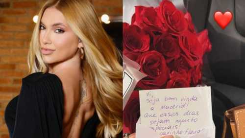 Virginia volta a Madri e recebe buquê: 'Que esses dias sejam muito especiais'