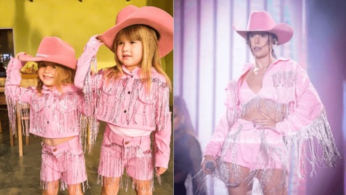 Filhas de Zé Felipe aparecem com looks inspirados em Ana Castela; veja fotos