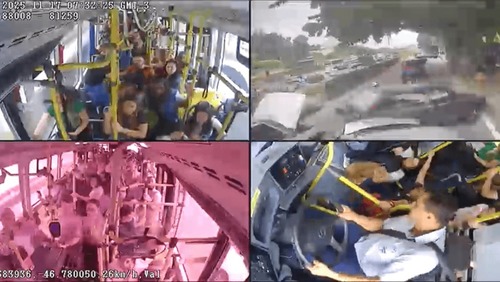 Novas imagens mostram ônibus desgovernado que arrastou veículos em rodovia de SP