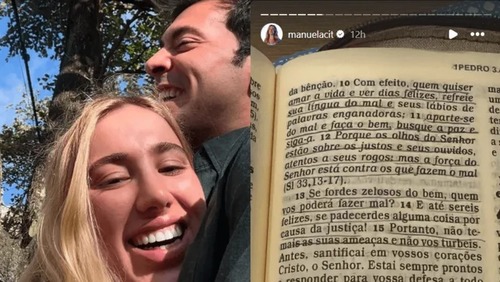 Após rumores de traição, Manu Cit aparece lendo Bíblia sem aliança