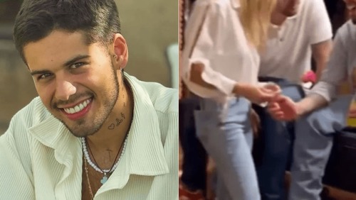 Zé Felipe acaricia mão de loira misteriosa em festa de Ana Castela