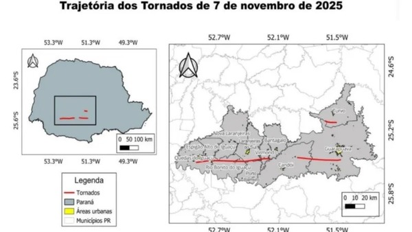 Simepar eleva classificação e confirma tornados F4 em 11 cidades do Paraná