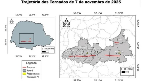 Simepar eleva classificação e confirma tornados F4 em 11 cidades do Paraná
