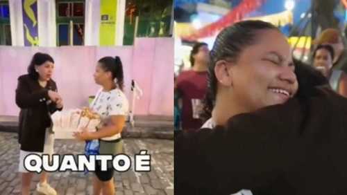 Roberta Miranda compra todas as pipocas de vendedora e emociona em Recife