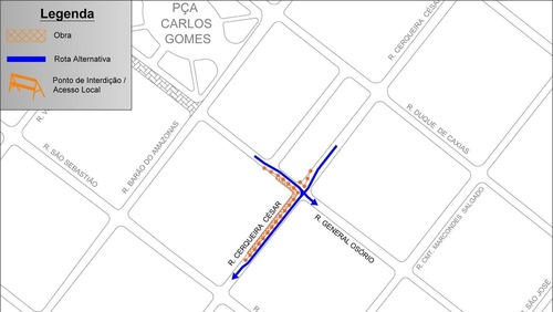 Cruzamento do Centro terá interdição parcial nesta quinta-feira (5)