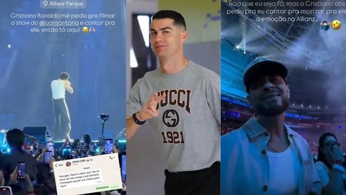 Cristiano Ronaldo pede para Fred Bruno filmar show do Luan Santana em SP