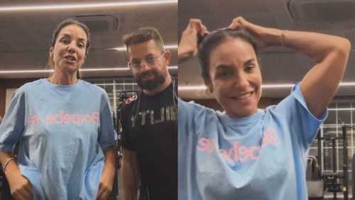 Ivete Sangalo volta a treinar após cirurgia no rosto: 'Cara de titânio'