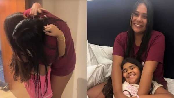 Após sair do 'BBB', Chaiany reencontra filha e se emociona: 'Precisava'