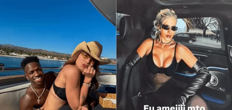 Virginia Fonseca pendura quadro com seu próprio rosto na casa de Vini Jr.