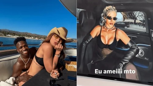 Virginia Fonseca pendura quadro com seu próprio rosto na casa de Vini Jr.