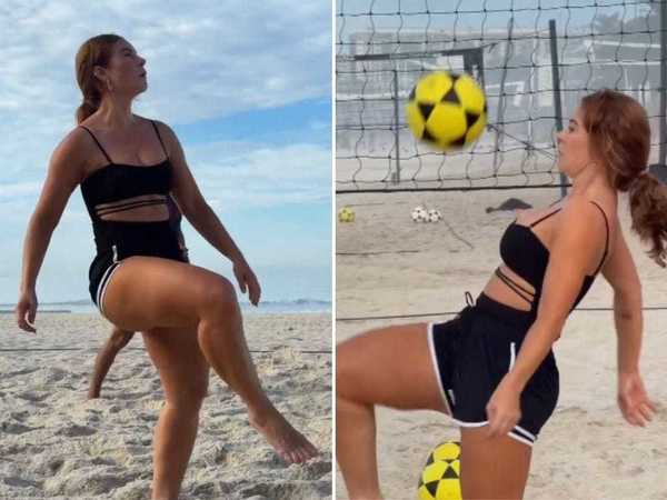 Paolla Oliveira joga futvôlei na praia e impressiona: "Boa em tudo"