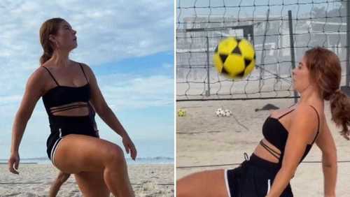 Paolla Oliveira joga futvôlei na praia e impressiona: "Boa em tudo"