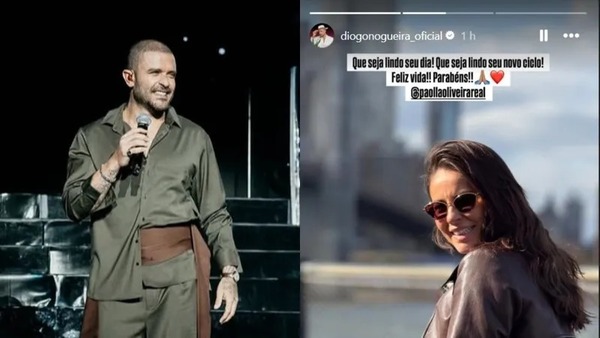 Diogo Nogueira parabeniza ex, Paolla Oliveira, em aniversário: 'Feliz vida'