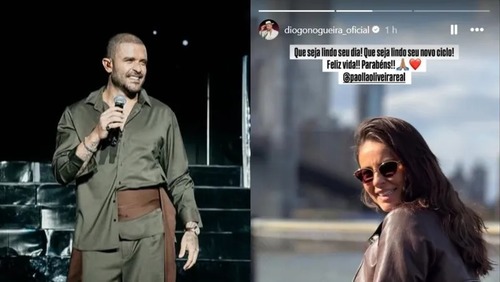 Diogo Nogueira parabeniza ex, Paolla Oliveira, em aniversário: 'Feliz vida'