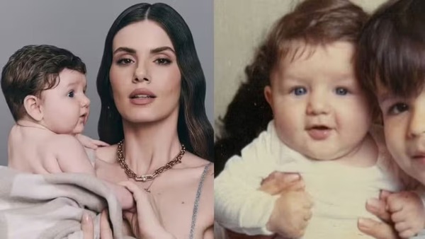 Camila Queiroz brinca após web ver semelhança da filha com Klebber Toledo