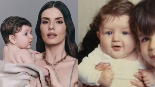 Camila Queiroz brinca após web ver semelhança da filha com Klebber Toledo