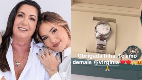 Virginia presenteia Margareth Serrão com Rolex de R$ 54 mil no Dia das Mães