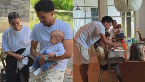 Marquinhos curte folga com a família nos EUA após vitória do Brasil na Copa