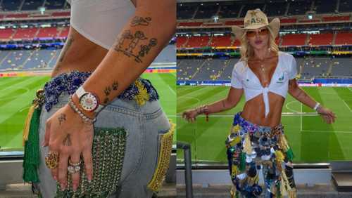Virginia aposta em look 'cowgirl' e calça artesanal para Brasil X Japão