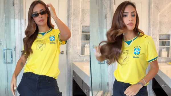 Bruna Biancardi escolhe look para a Copa com dedicatória de Neymar; veja