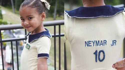 Filha de Neymar e Biancardi rouba a cena com look para ver o jogo do Brasil